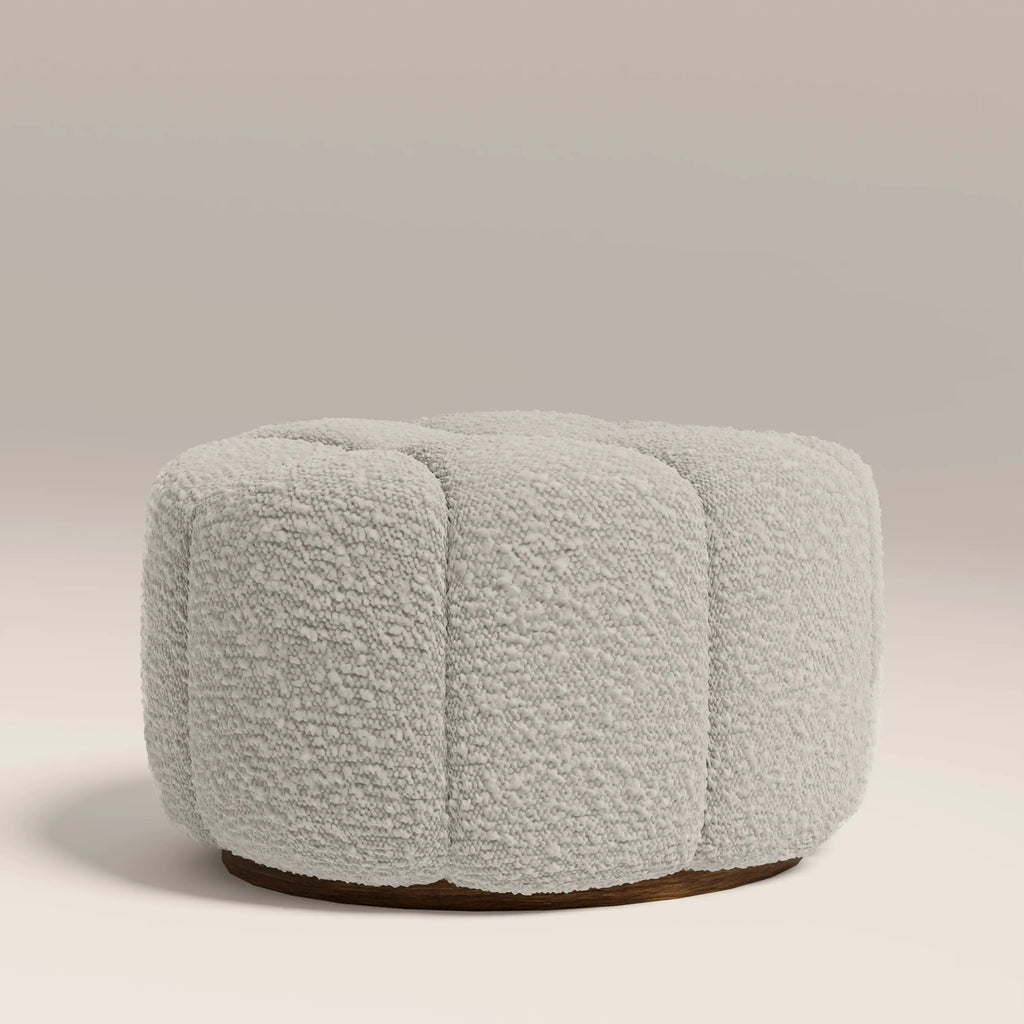 Ivy Footstool | Speckled Stone Sustainable Boucle
