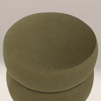Hazel Pouffe | Moss Green Sustainable Mohair Velvet & Walnut