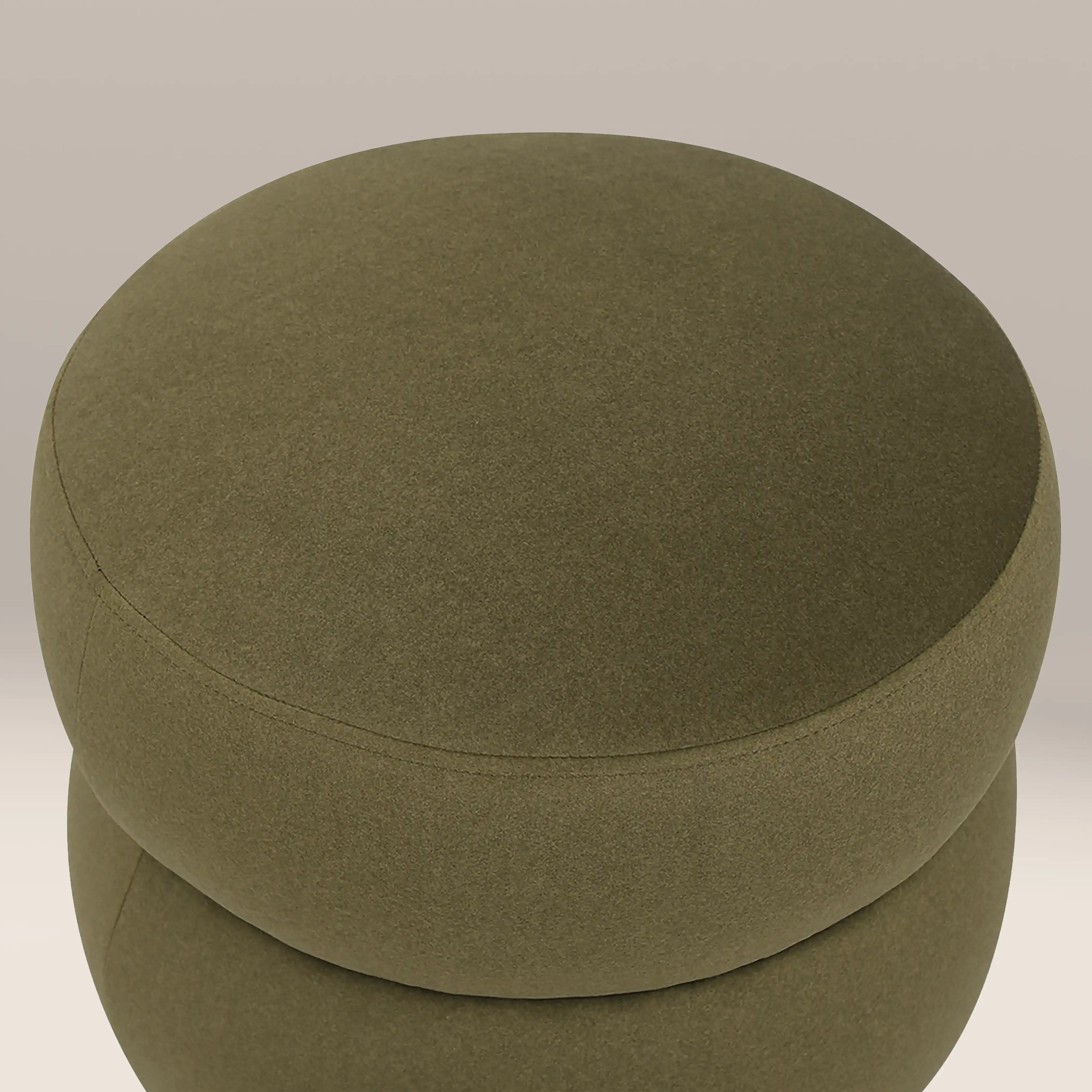 Hazel Pouffe | Moss Green Sustainable Mohair Velvet & Walnut