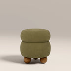 Hazel Pouffe | Moss Green Sustainable Mohair Velvet & Walnut