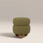 Hazel Pouffe | Moss Green Sustainable Mohair Velvet & Walnut