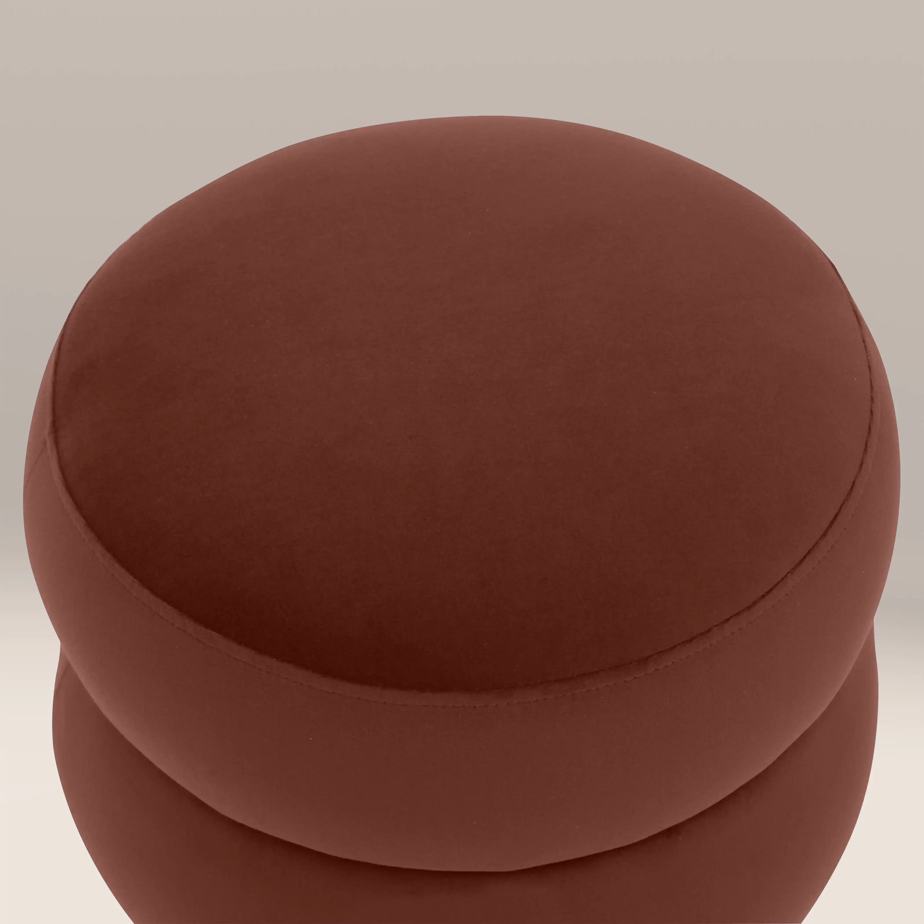 Hazel Pouffe | Rust Red Sustainable Velvet & Walnut