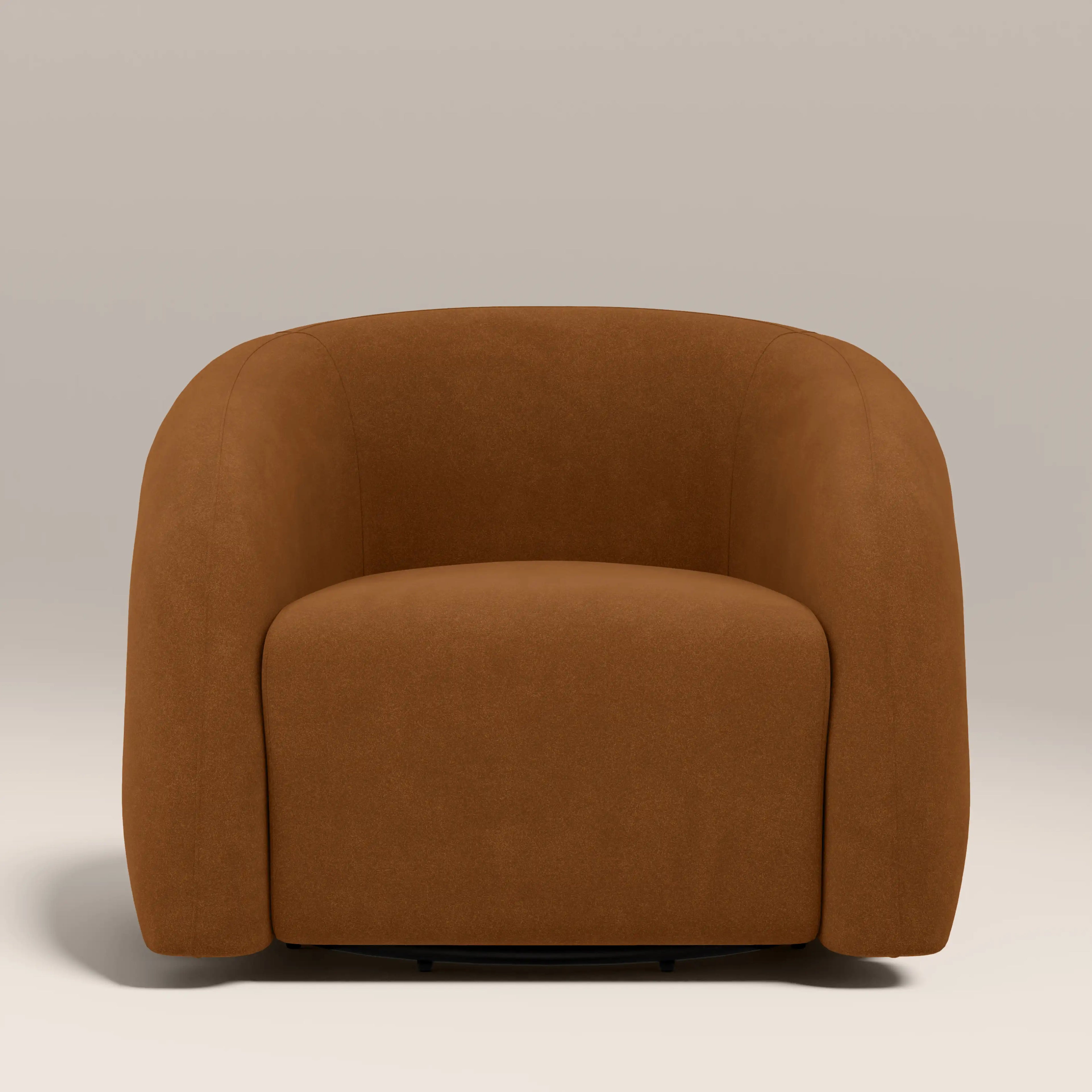 Chaplin Swivel Accent Chair | Caramel Brown Sustainable Mohair Velvet & Walnut