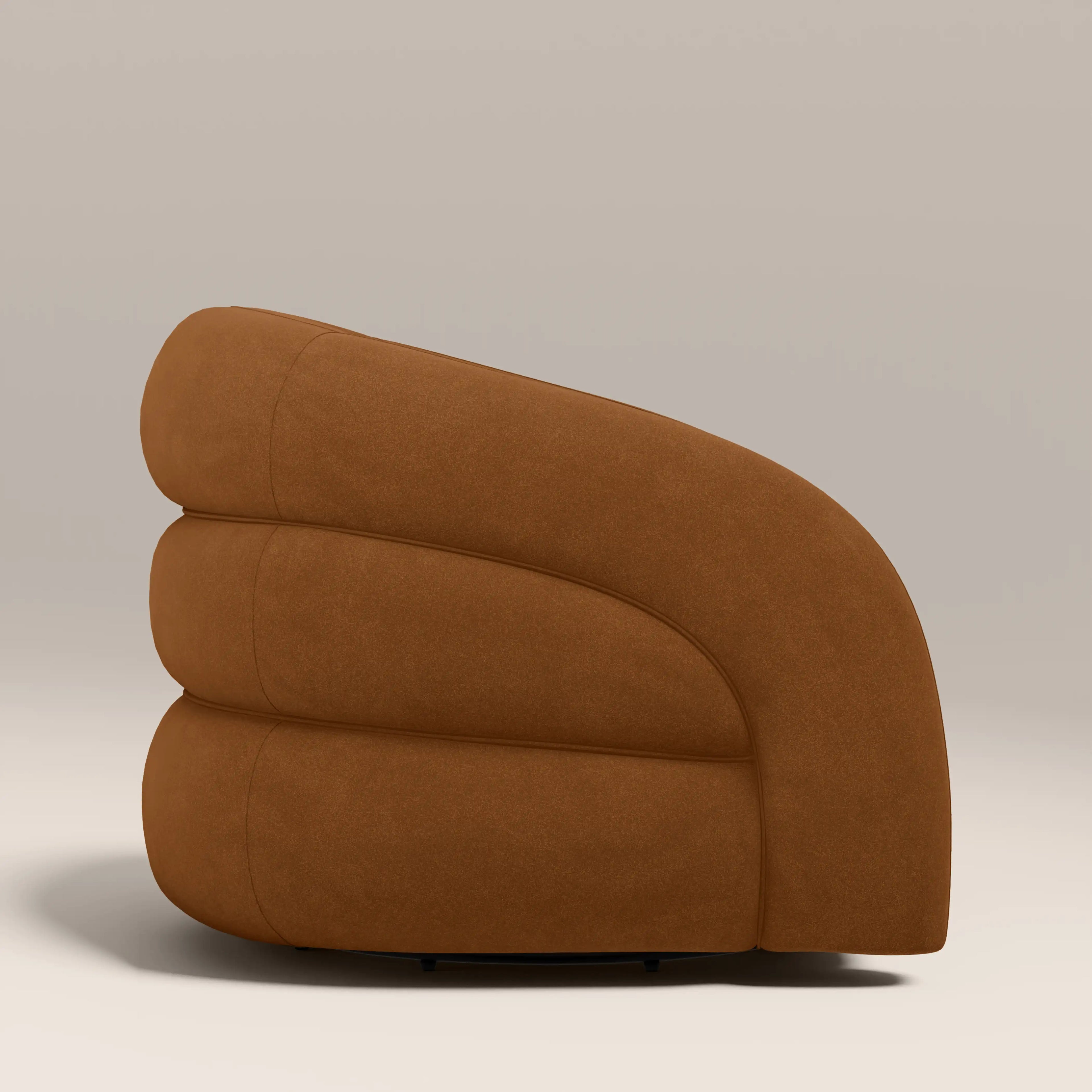 Chaplin Swivel Accent Chair | Caramel Brown Sustainable Mohair Velvet & Walnut