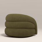 Chaplin Swivel Accent Chair | Moss Green Sustainable Mohair Velvet & Walnut
