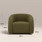 Chaplin Swivel Accent Chair | Moss Green Sustainable Mohair Velvet & Walnut