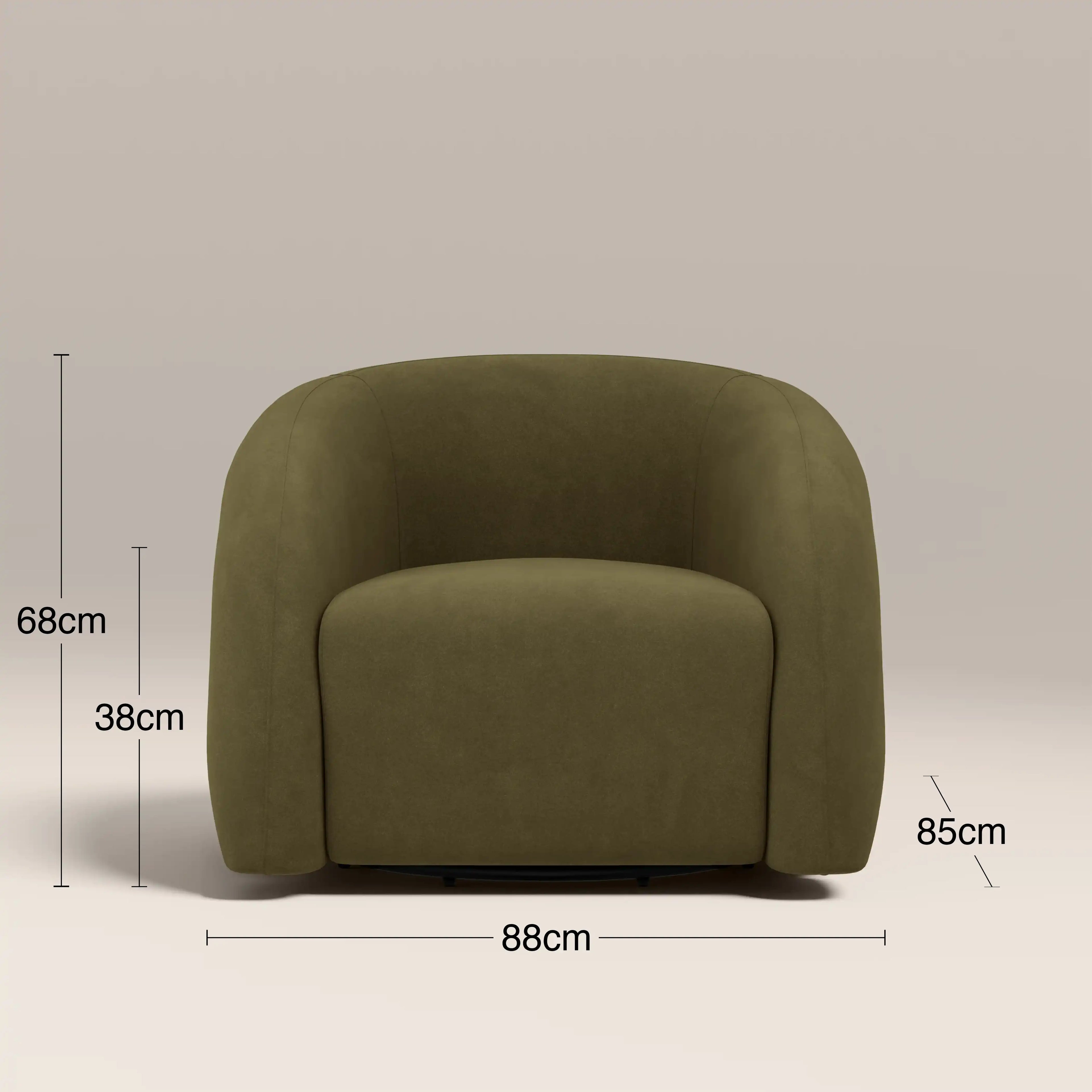 Chaplin Swivel Accent Chair | Moss Green Sustainable Mohair Velvet & Walnut
