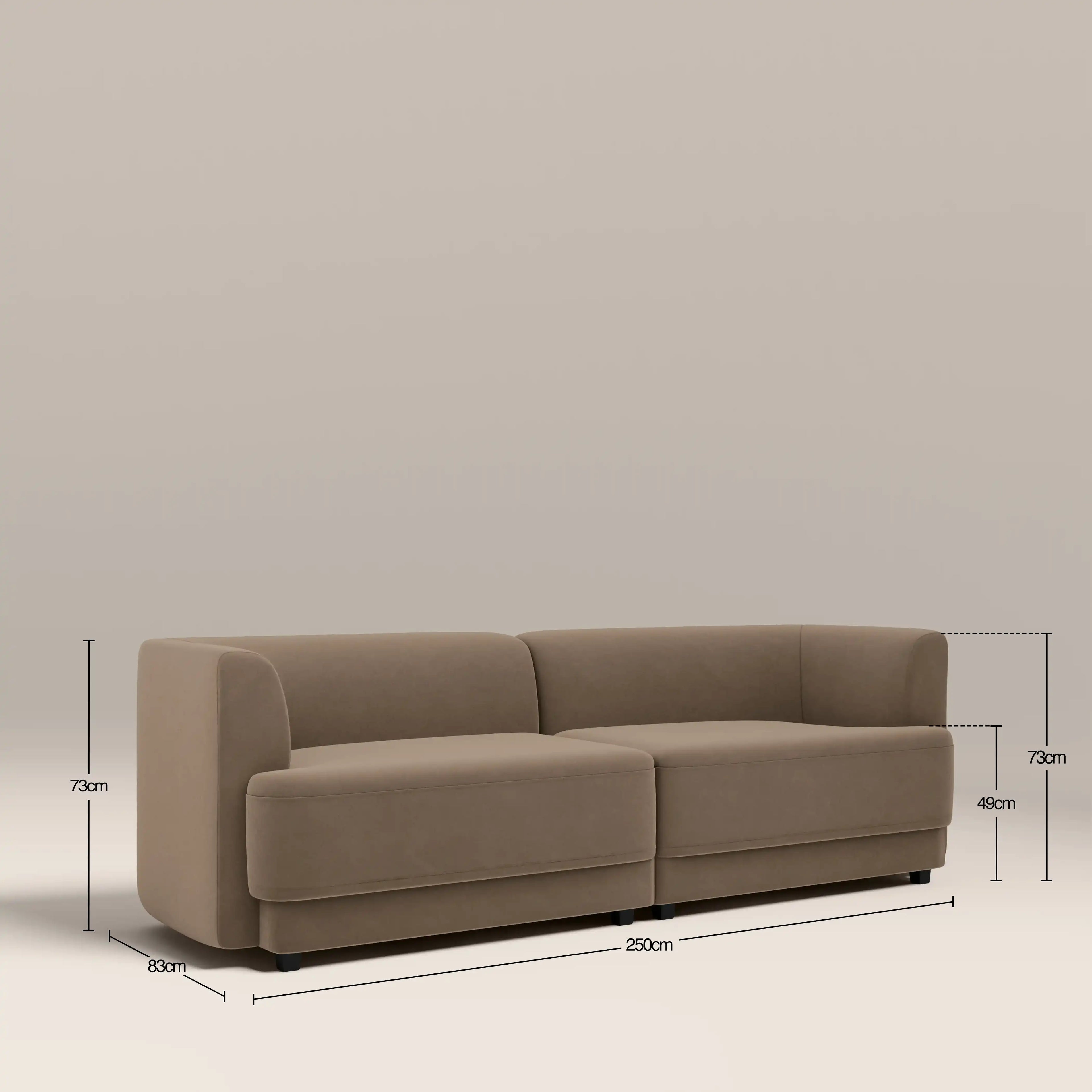 Harley 3 Seater Sofa | Truffle Brown Sustainable Mohair Velvet