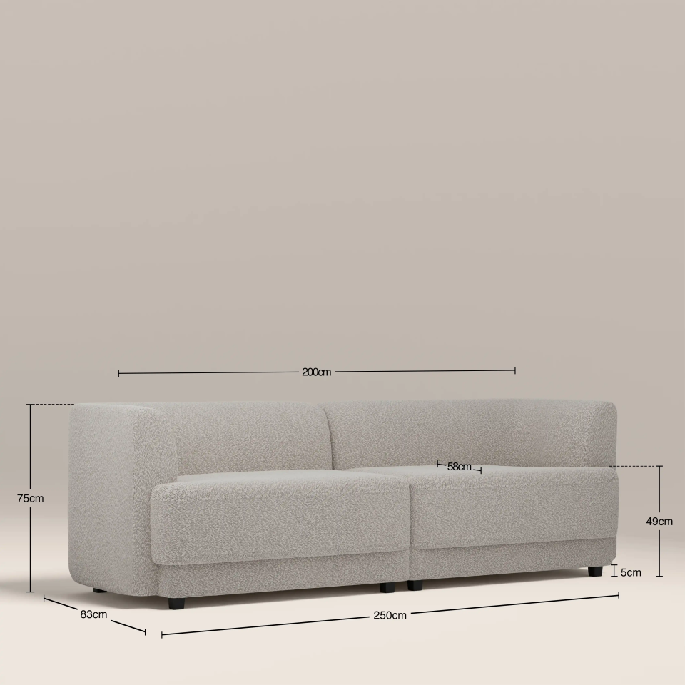 Harley 3 Seater Sofa | Speckled Stone Sustainable Boucle