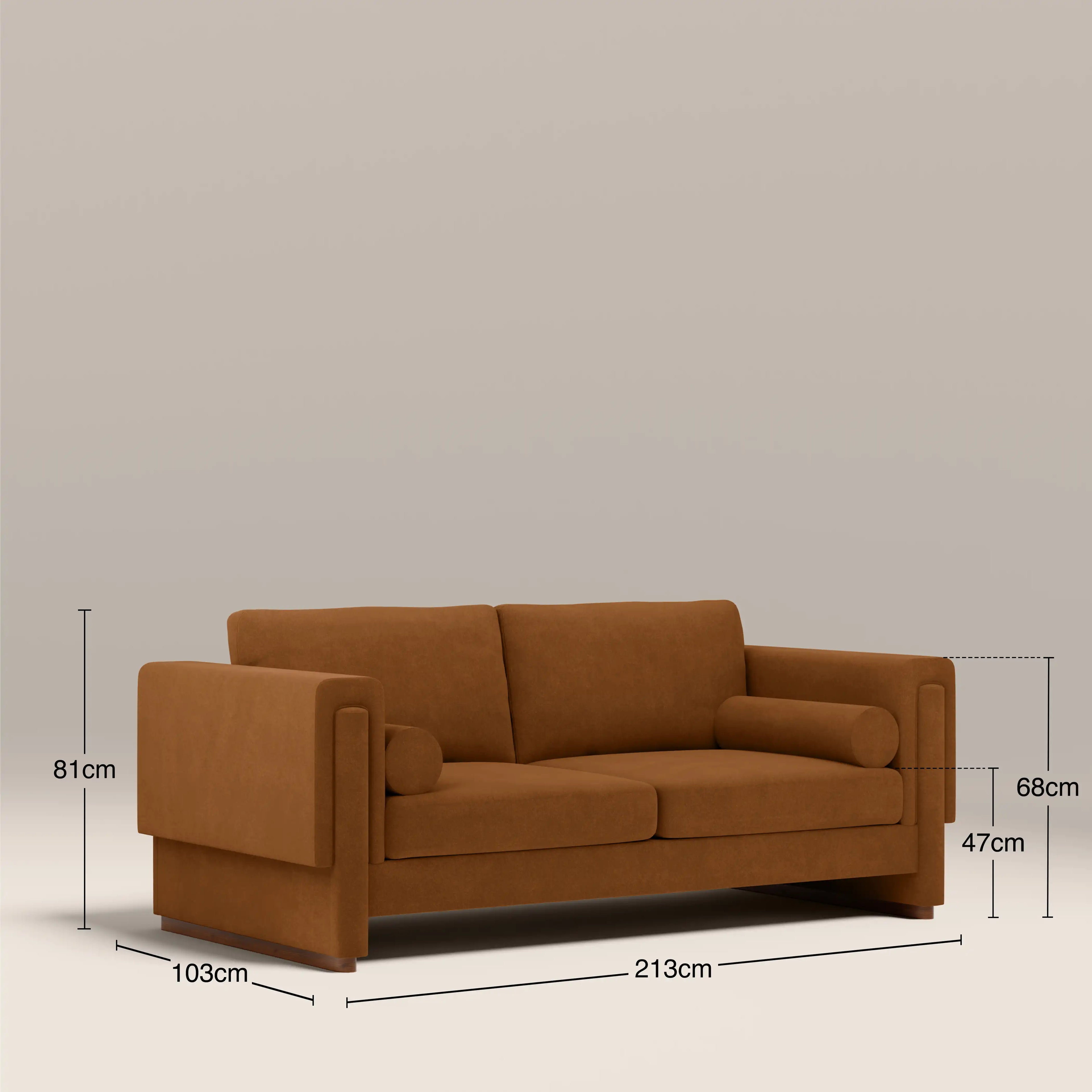 Ava 3 Seater Sofa | Caramel Brown Sustainable Mohair Velvet
