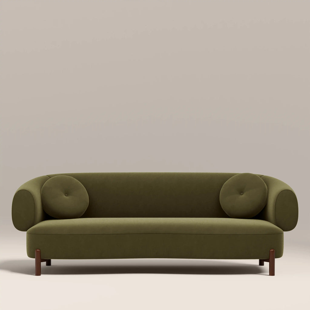 Hallfield 3 Seater Sofa | Moss Green Sustainable Mohair Velvet