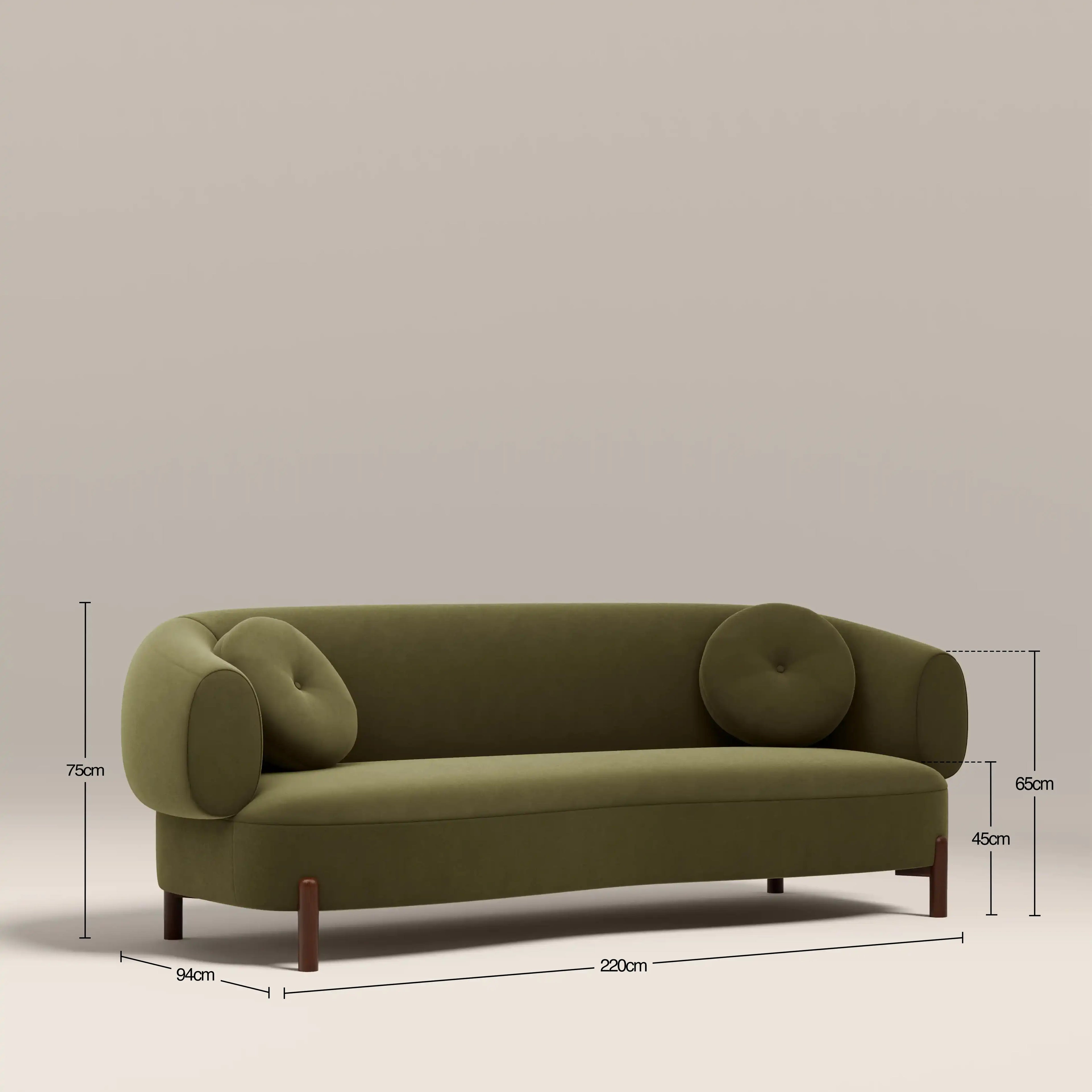 Hallfield 3 Seater Sofa | Moss Green Sustainable Mohair Velvet
