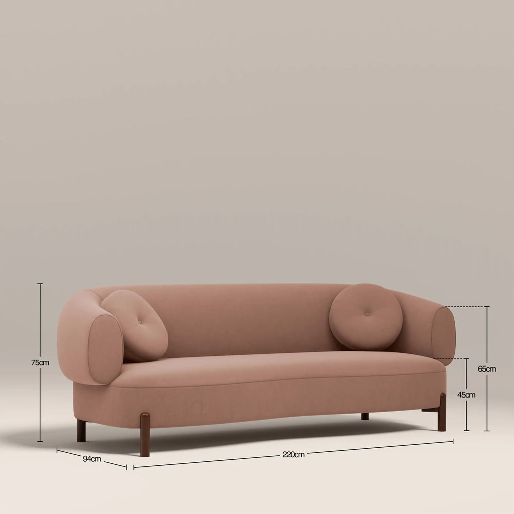 Hallfield 3 Seater Sofa | Blush Pink Sustainable Velvet
