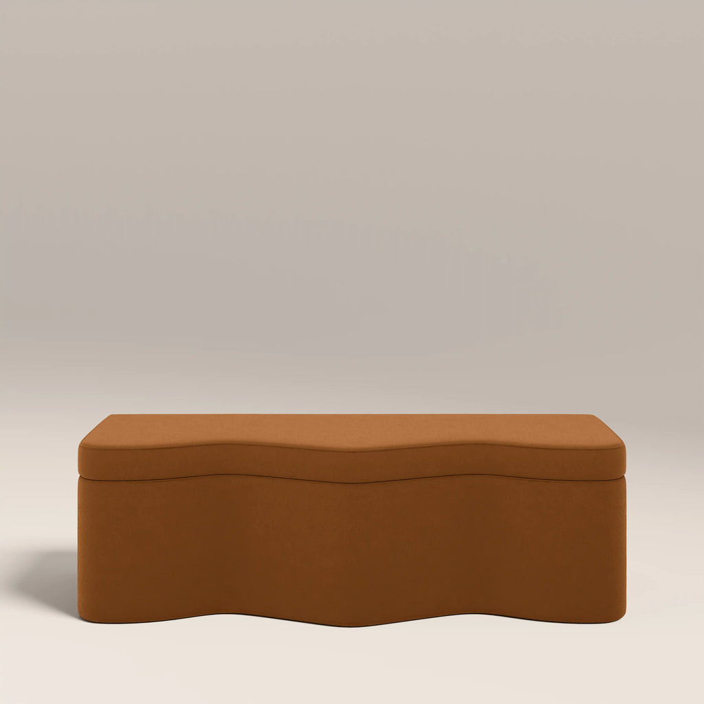 Ivan Storage Ottoman | Caramel Brown Sustainable Mohair Velvet