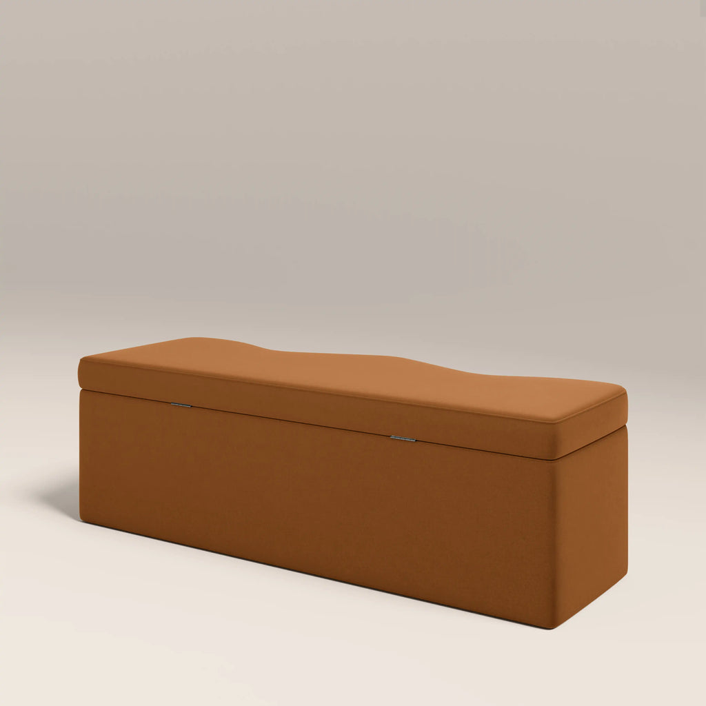 Ivan Storage Ottoman | Caramel Brown Sustainable Mohair Velvet