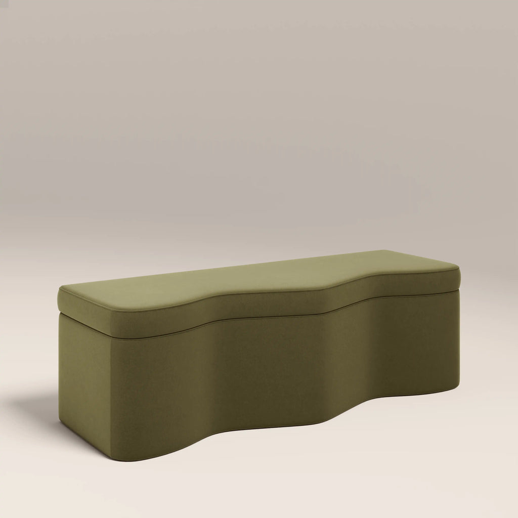Ivan Storage Ottoman | Moss Green Sustainable Mohair Velvet