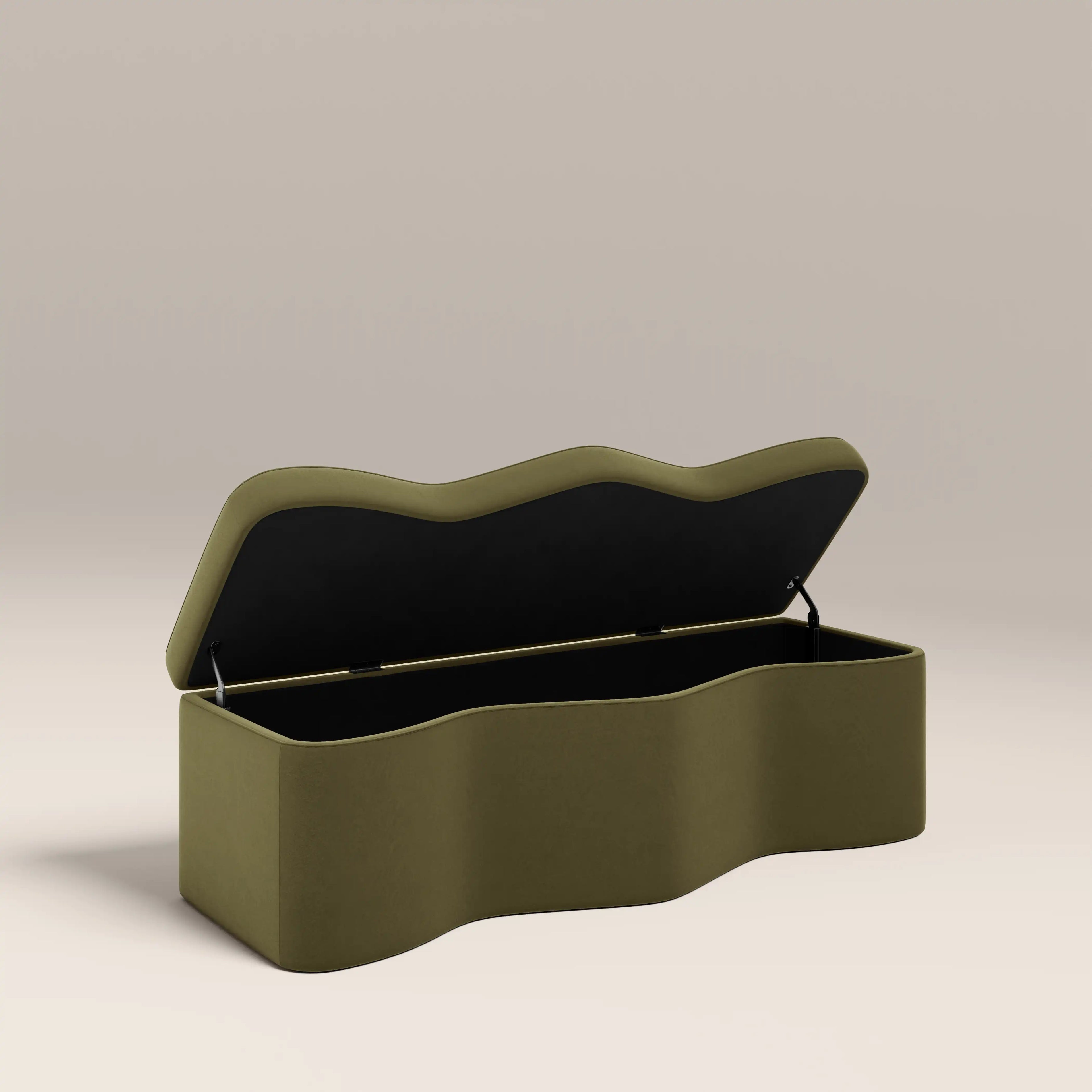 Ivan Storage Ottoman | Moss Green Sustainable Mohair Velvet