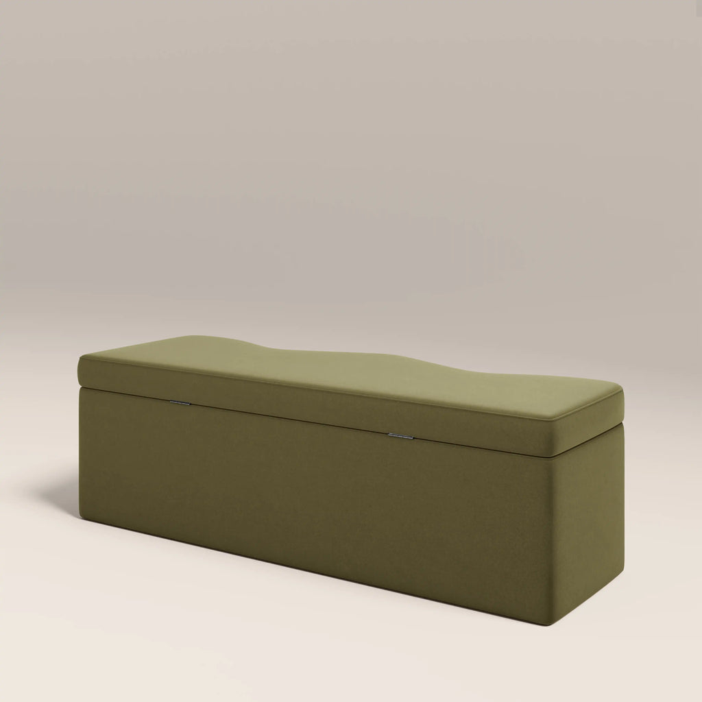 Ivan Storage Ottoman | Moss Green Sustainable Mohair Velvet