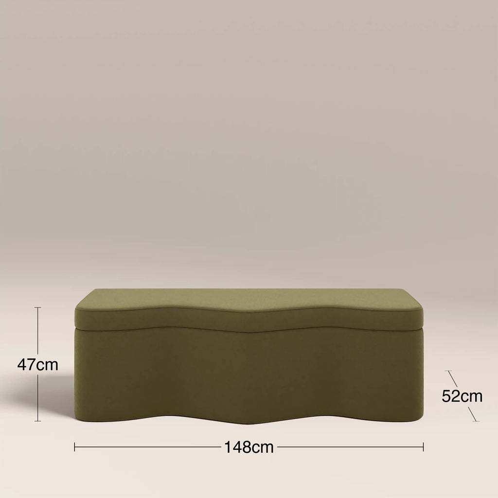 Ivan Storage Ottoman | Moss Green Sustainable Mohair Velvet