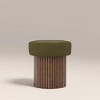 Alexis Storage Pouffe | Moss Green Sustainable Mohair Velvet & Walnut