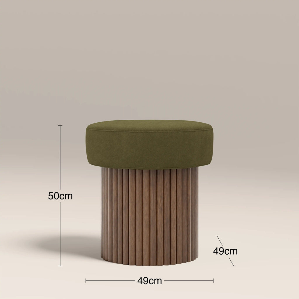 Alexis Storage Pouffe | Moss Green Sustainable Mohair Velvet & Walnut