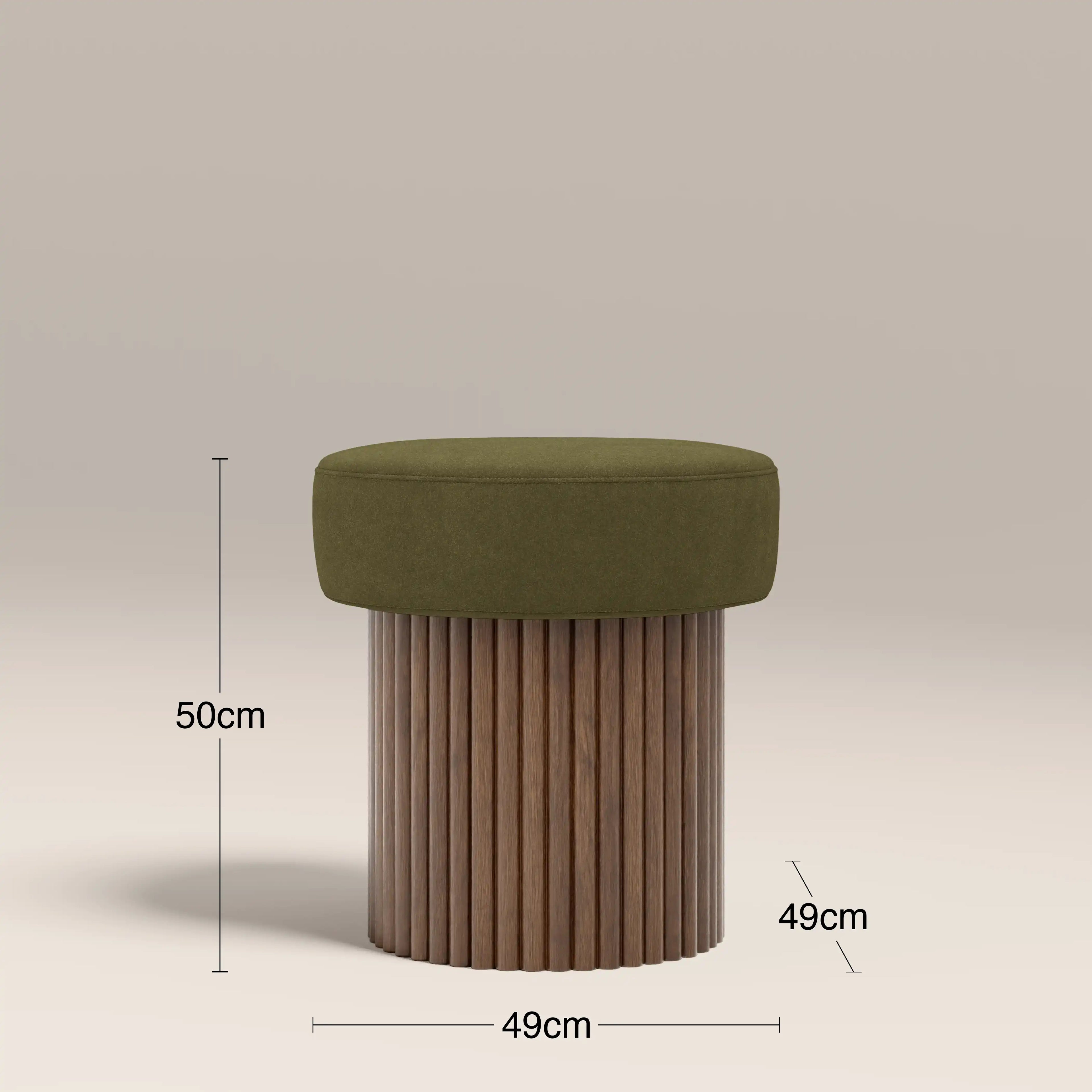 Alexis Storage Pouffe | Moss Green Sustainable Mohair Velvet & Walnut