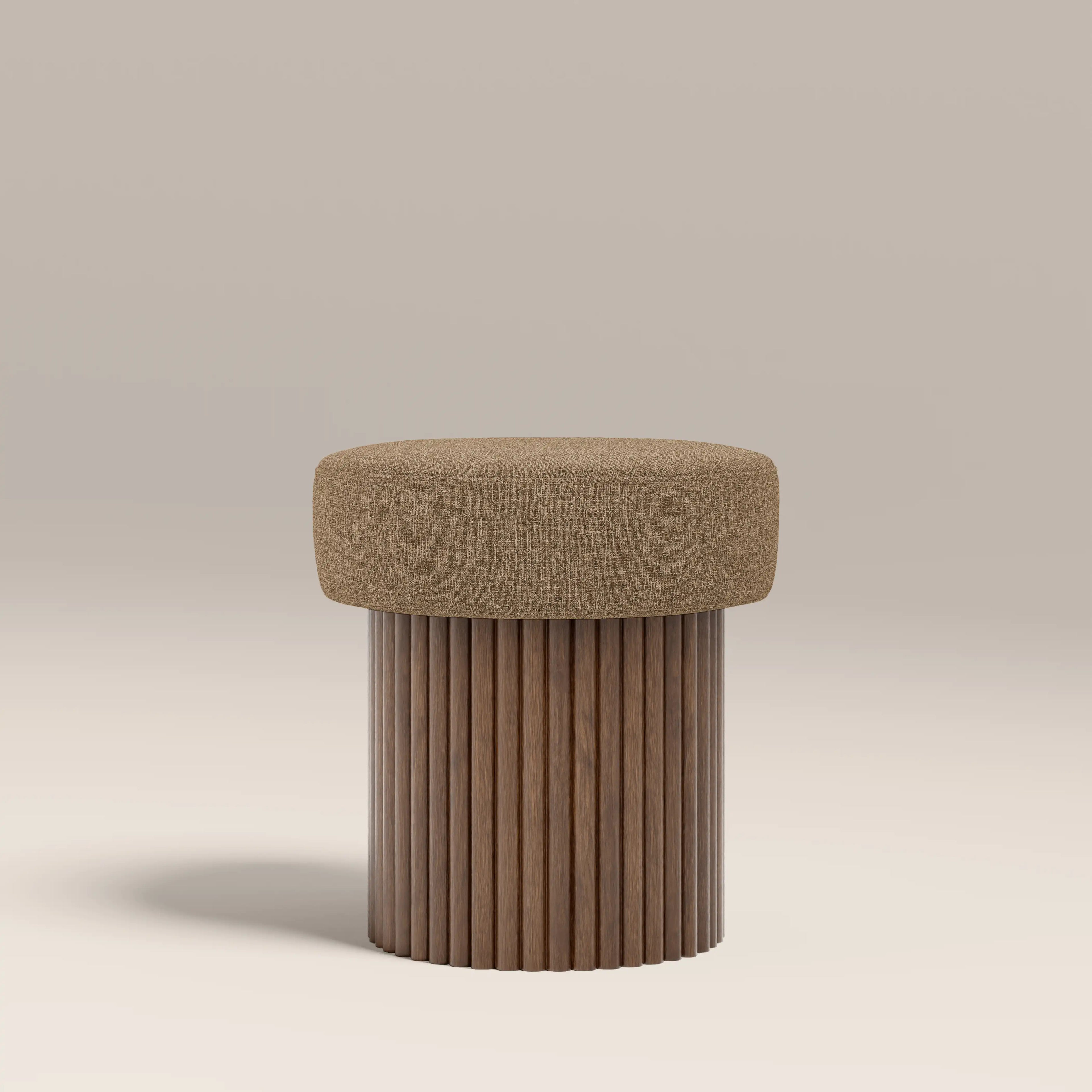 Alexis Storage Pouffe | Speckled Cappuccino Boucle & Walnut