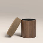 Alexis Storage Pouffe | Speckled Cappuccino Boucle & Walnut