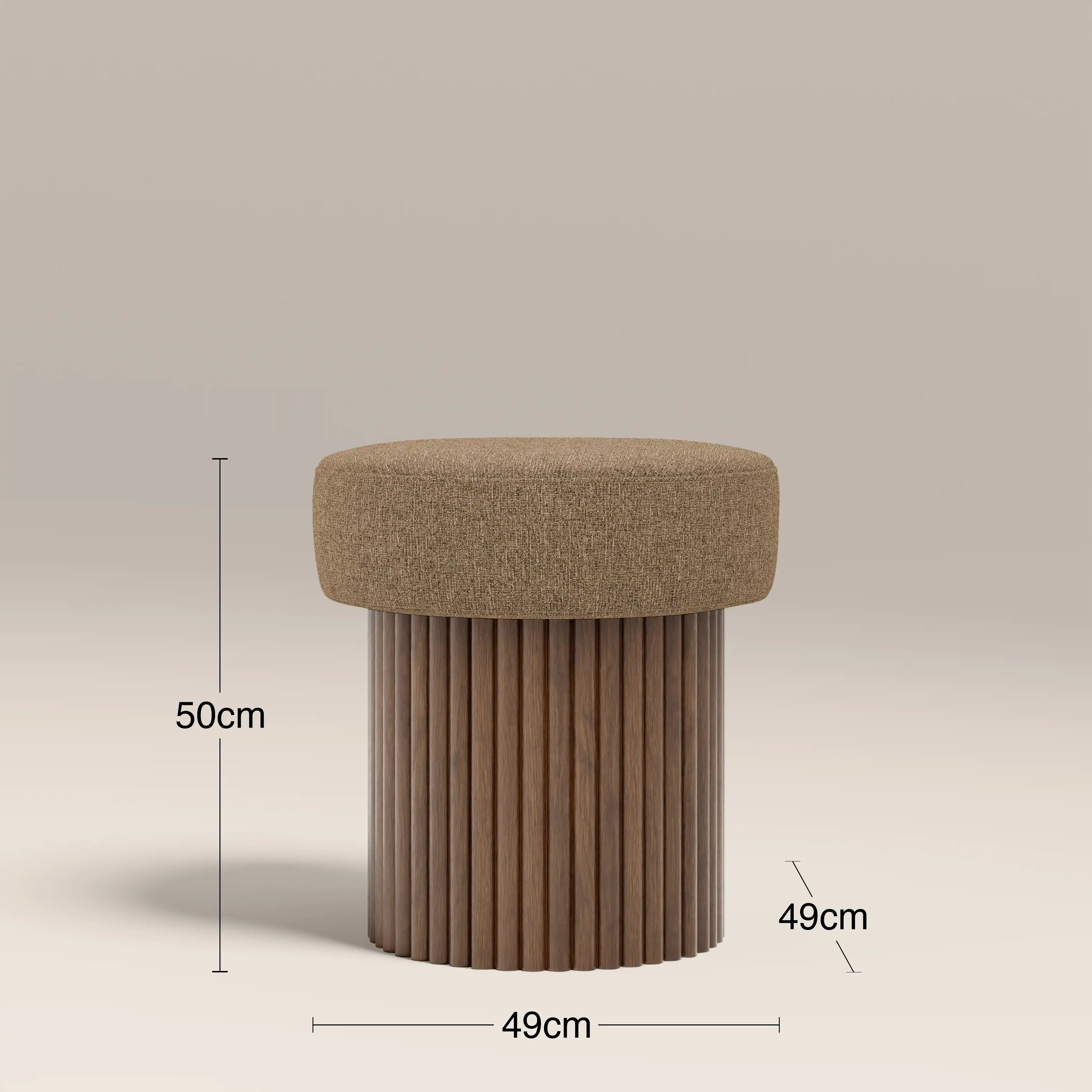Alexis Storage Pouffe | Speckled Cappuccino Boucle & Walnut
