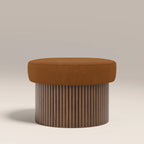 Alexis Storage Footstool | Caramel Brown Sustainable Mohair Velvet & Walnut