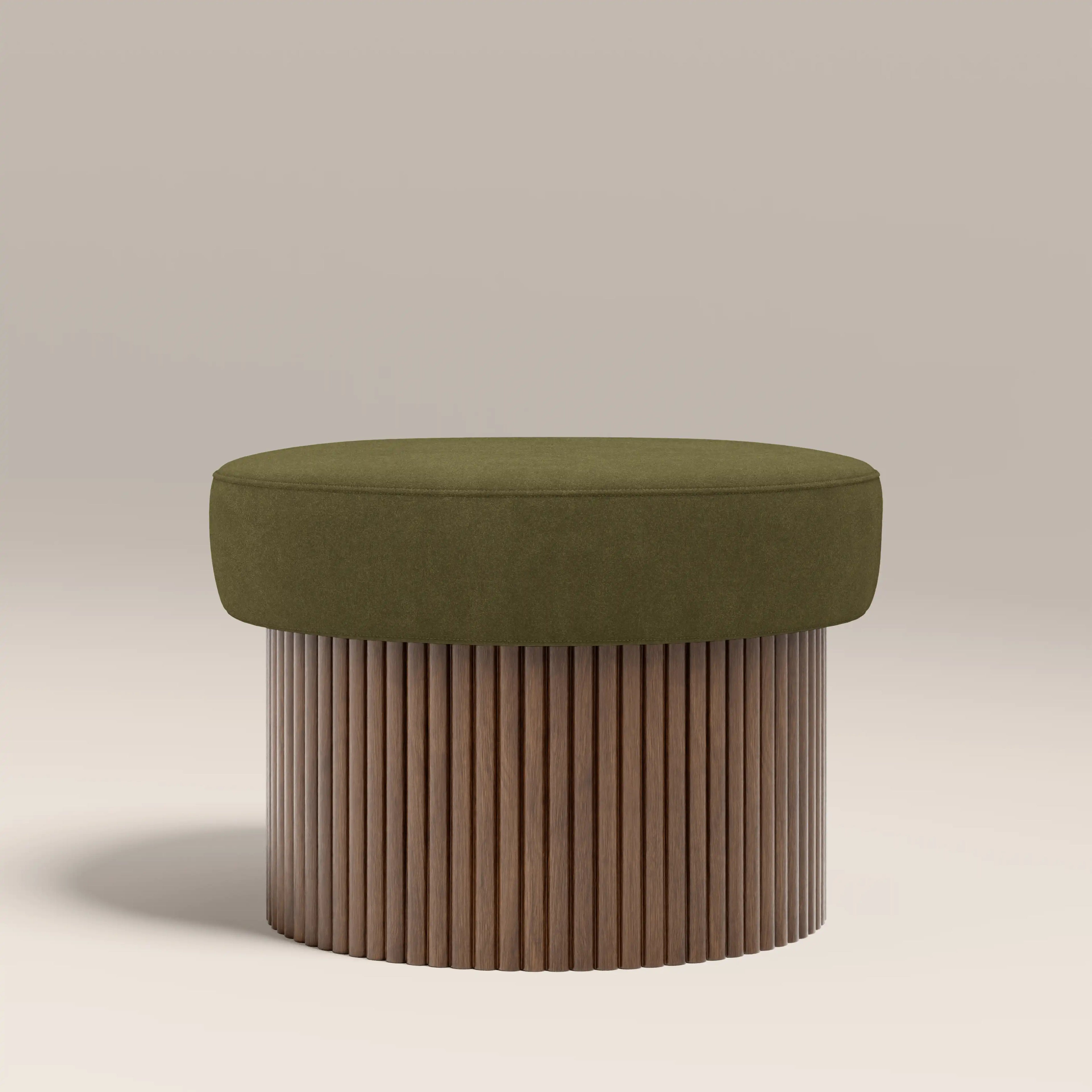 Alexis Storage Footstool | Moss Green Sustainable Mohair Velvet & Walnut