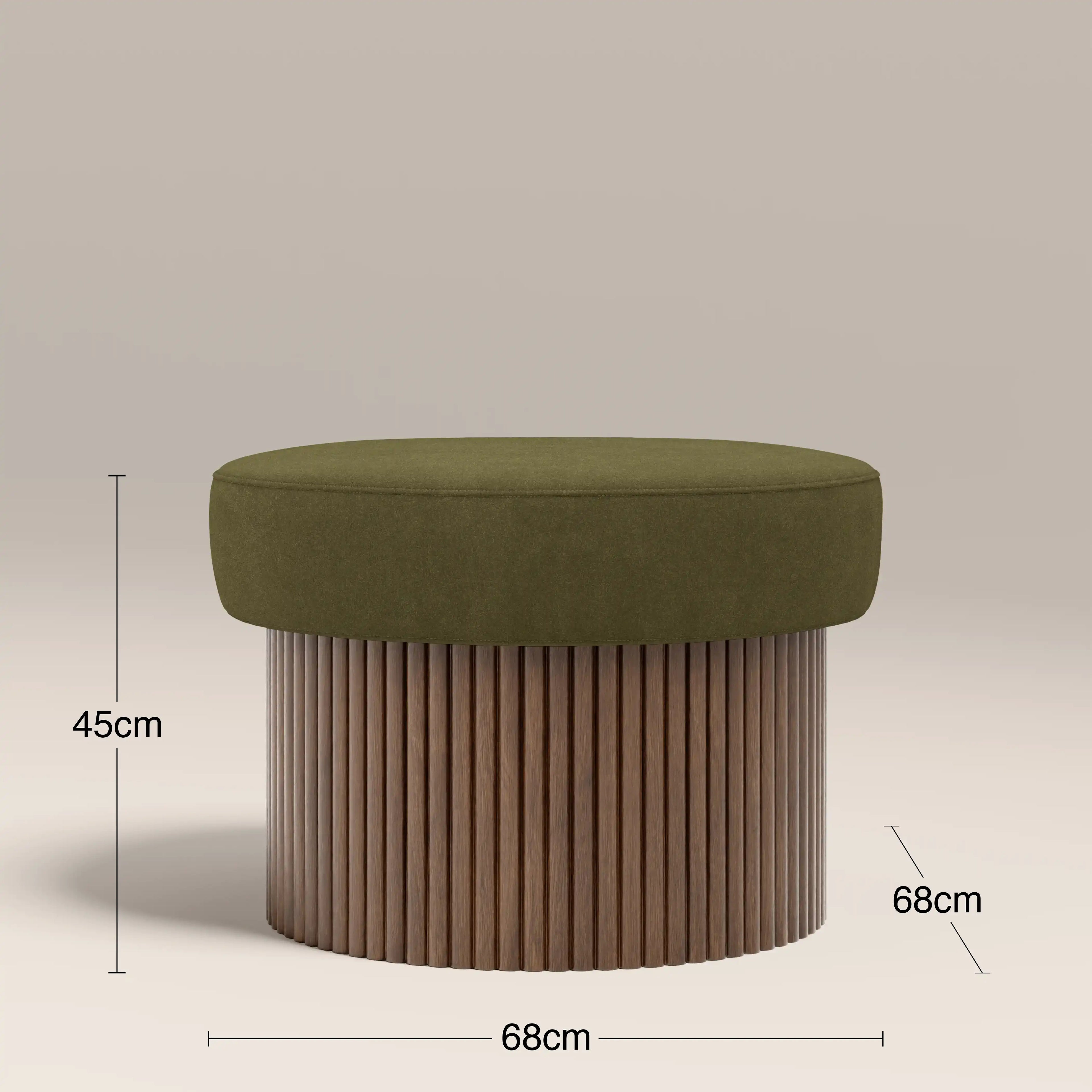 Alexis Storage Footstool | Moss Green Sustainable Mohair Velvet & Walnut