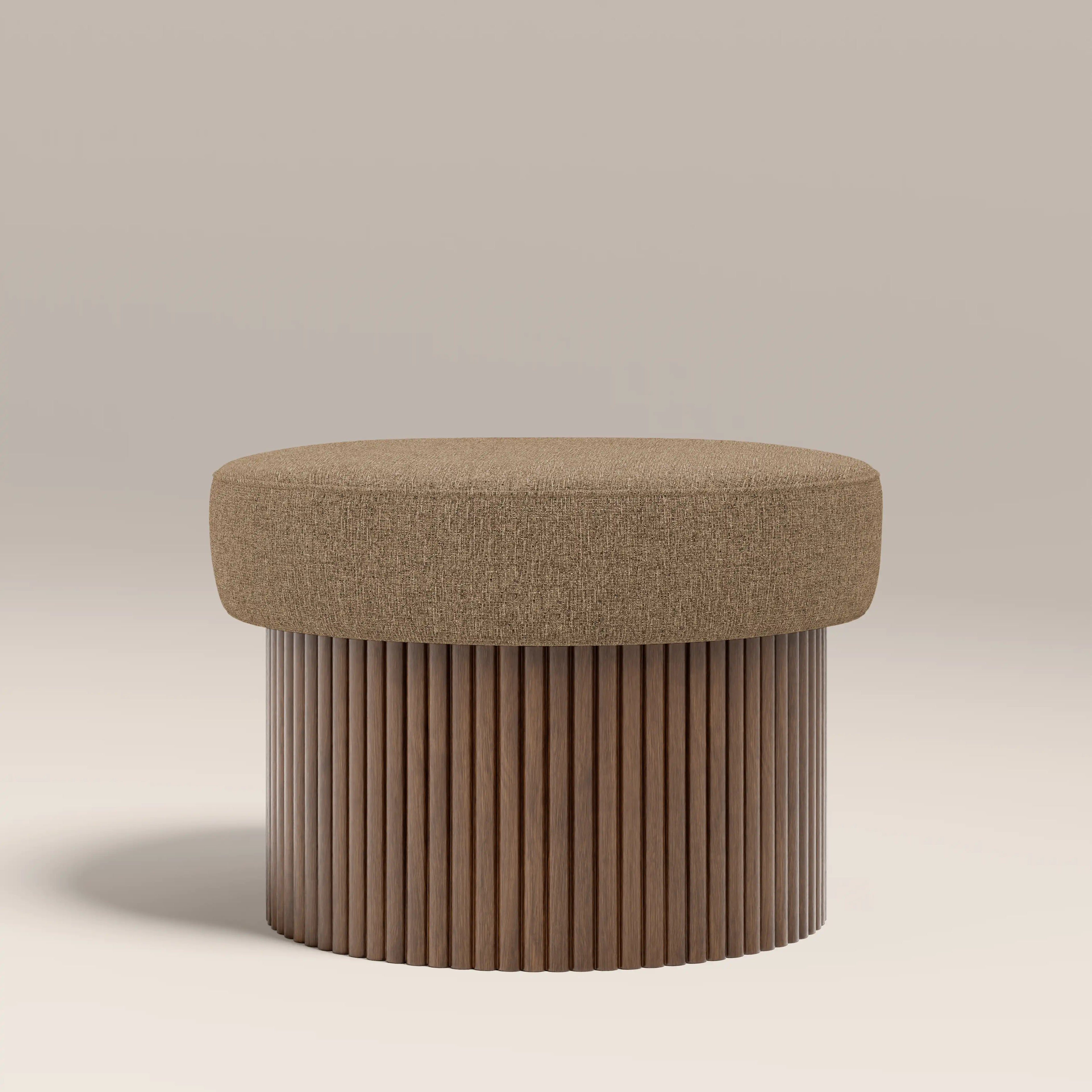 Alexis Storage Footstool | Speckled Cappuccino Boucle & Walnut