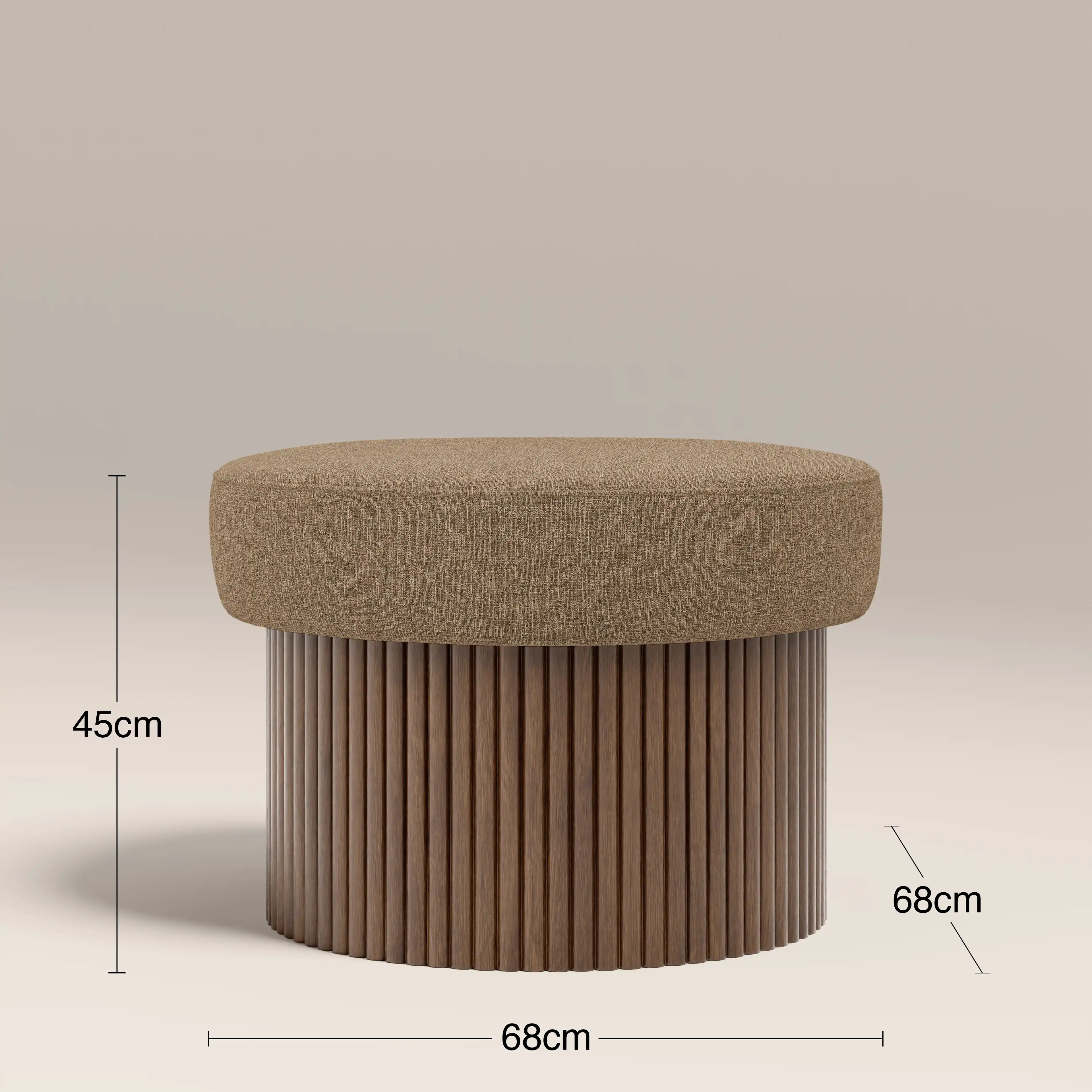 Alexis Storage Footstool | Speckled Cappuccino Boucle & Walnut