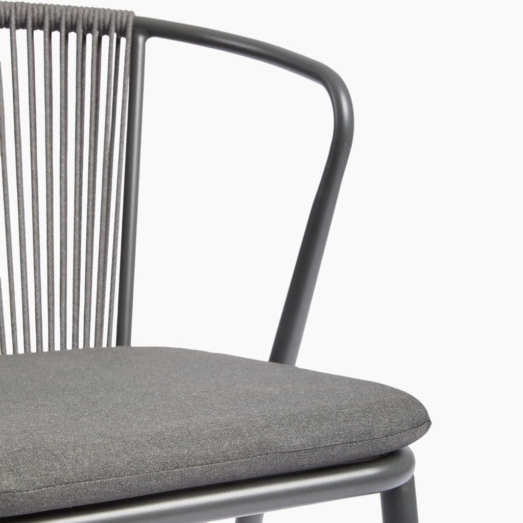 Lombard Carver Dining Chair | Charcoal Grey Fabric & Charcoal Grey