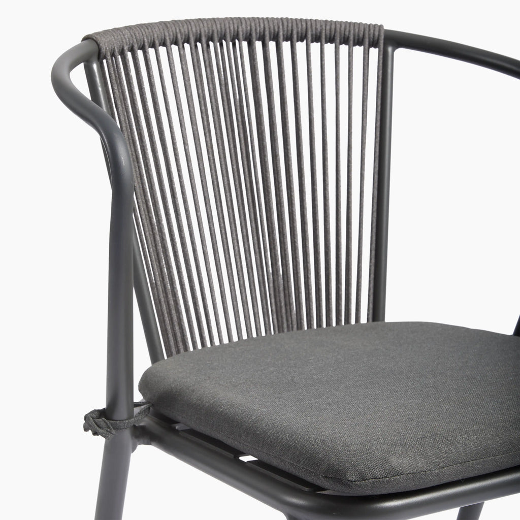 Lombard Carver Dining Chair | Charcoal Grey Fabric & Charcoal Grey