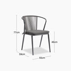 Lombard Carver Dining Chair | Charcoal Grey Fabric & Charcoal Grey