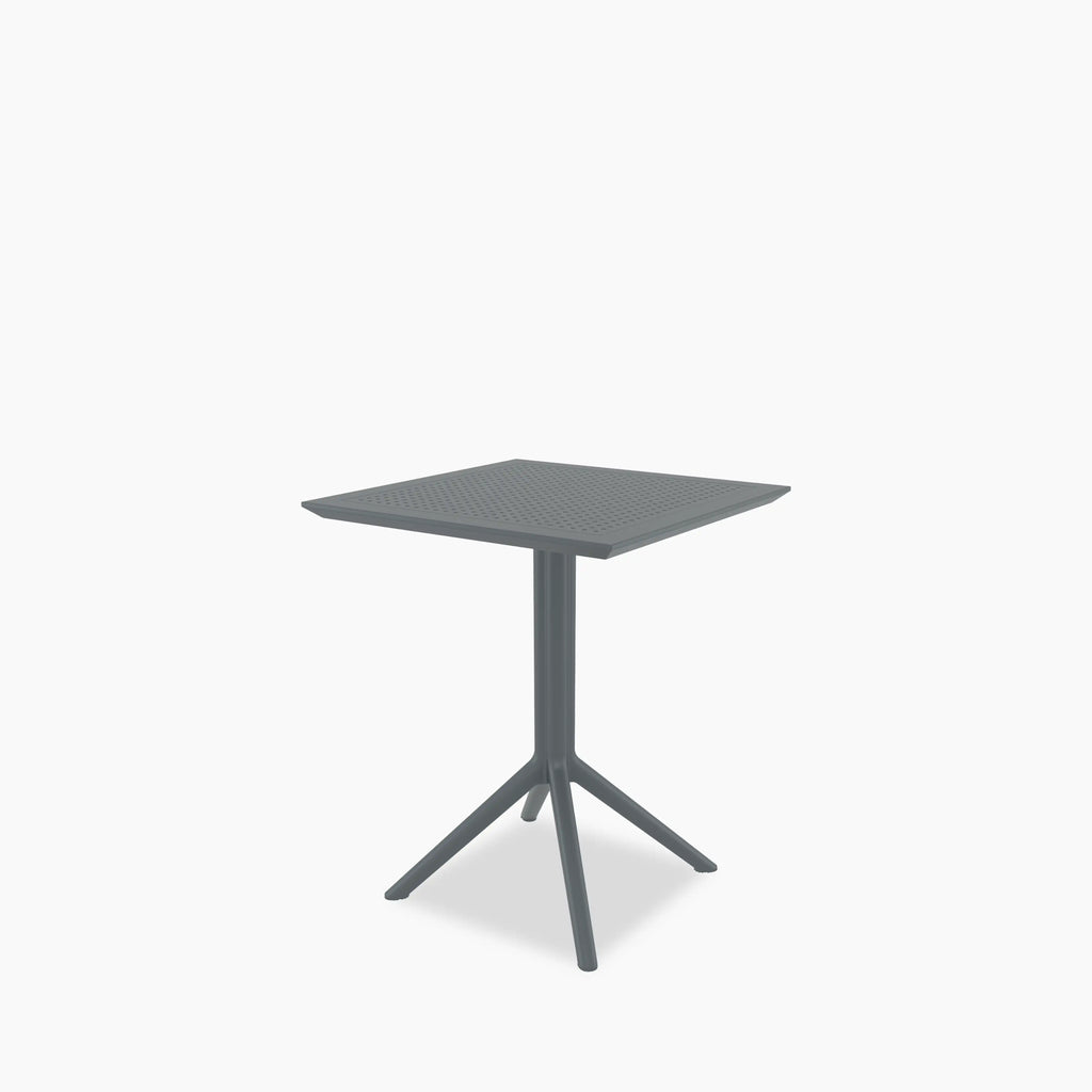 Aiden 4 Seat Square Folding Cafe Table | Dark Grey & Grey