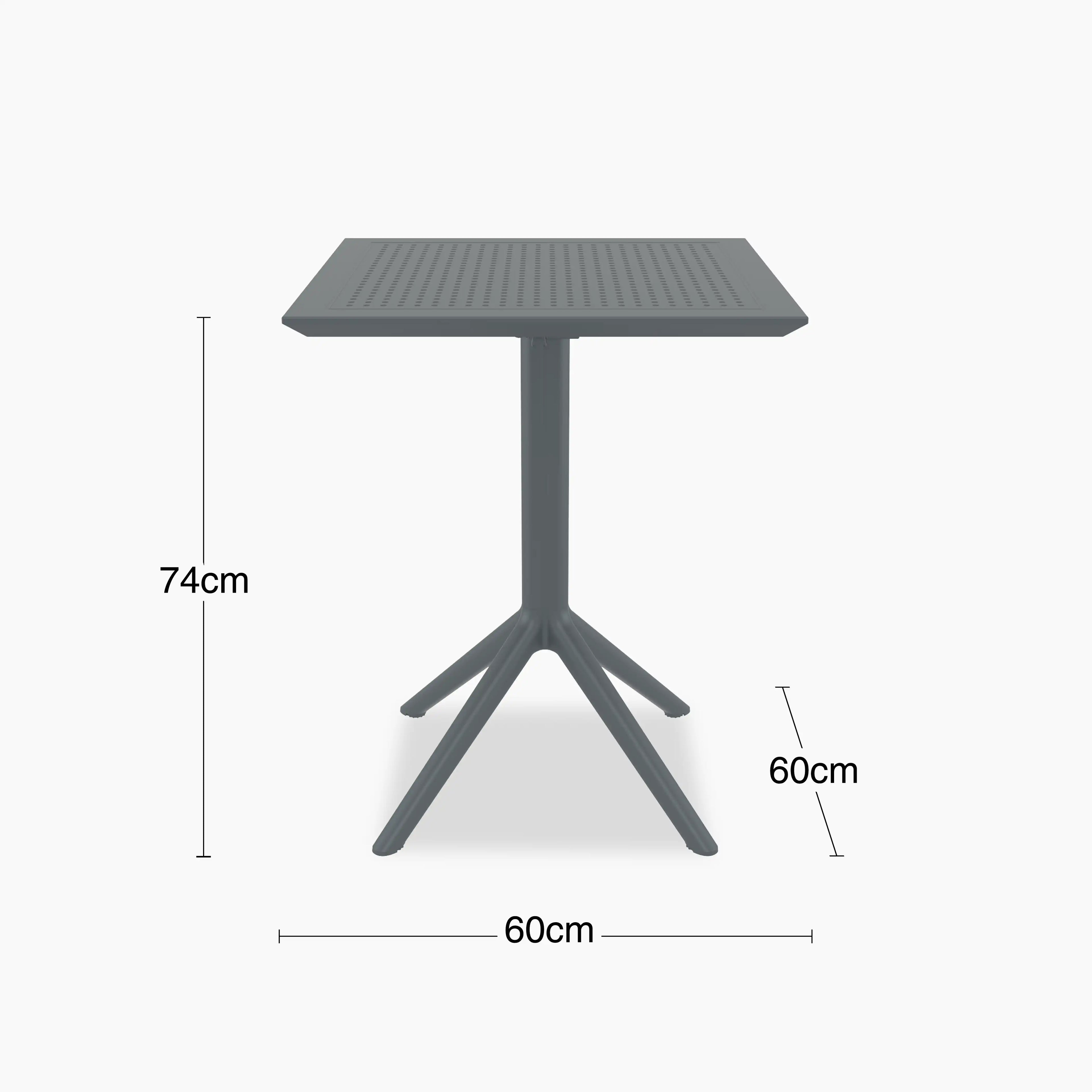 Aiden 4 Seat Square Folding Cafe Table | Dark Grey & Grey