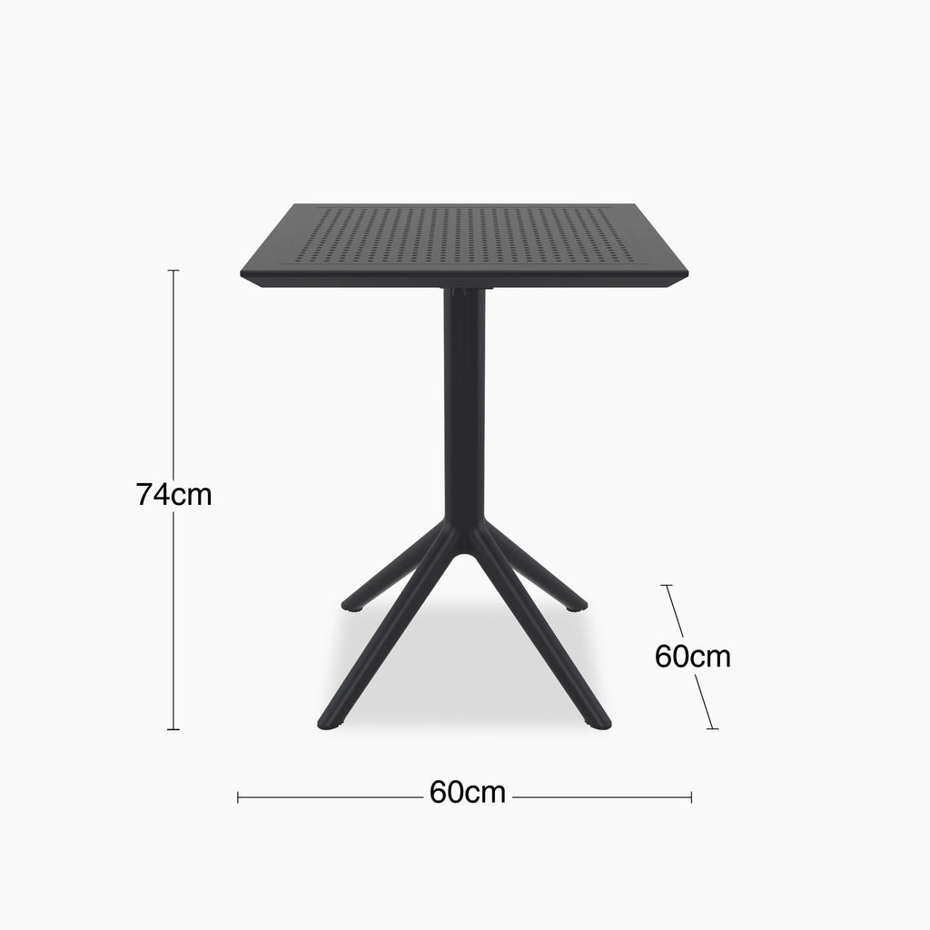 Aiden 4 Seat Square Folding Cafe Table | Black