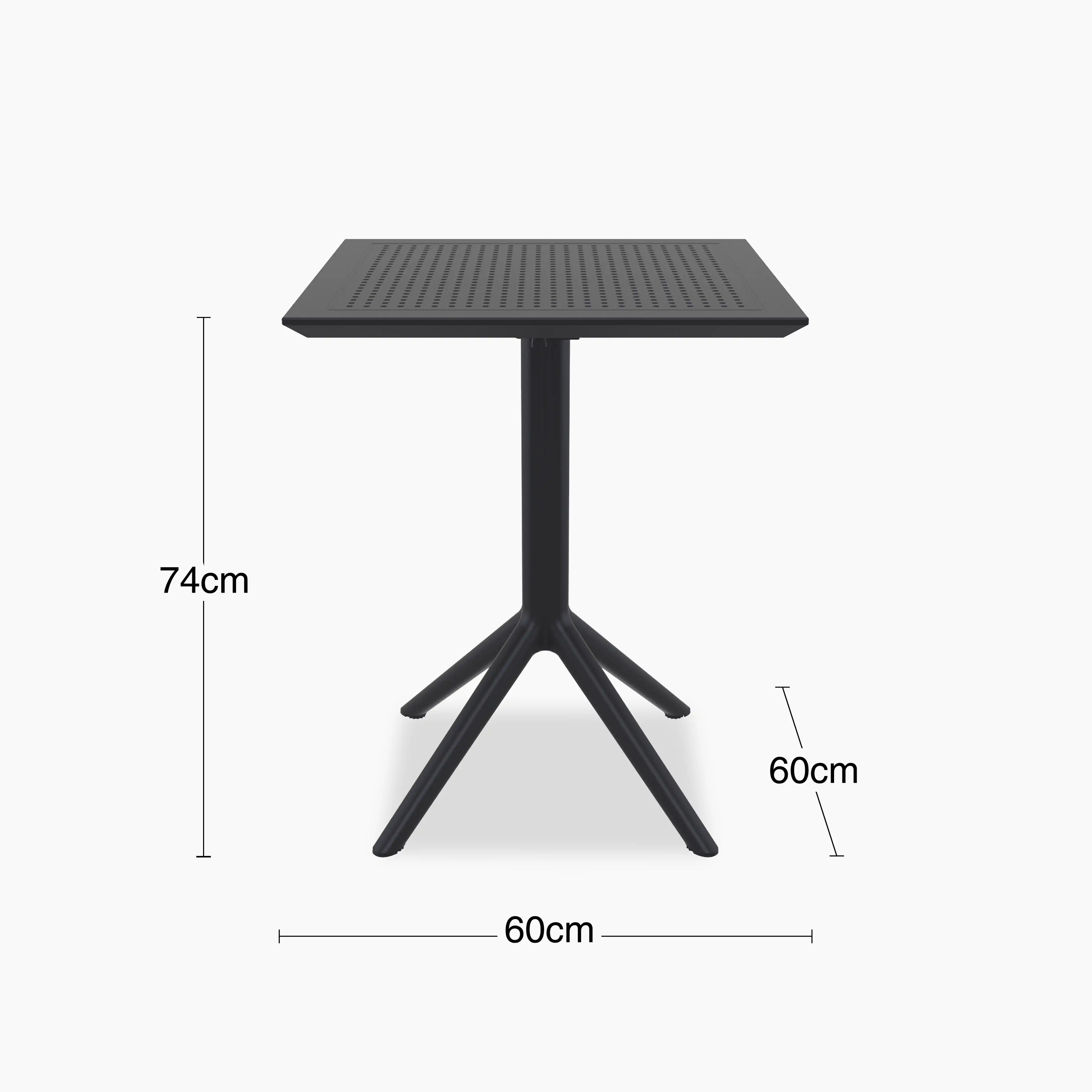 Aiden 4 Seat Square Folding Cafe Table | Black