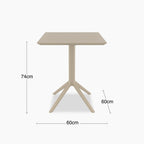 Aiden 4 Seat Square Folding Cafe Table | Taupe
