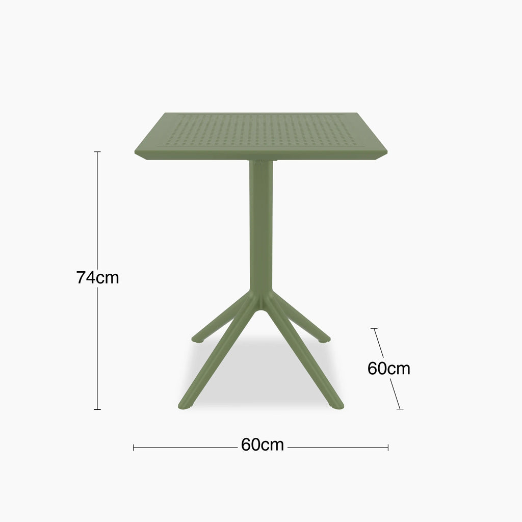 Aiden 4 Seat Square Folding Cafe Table | Green