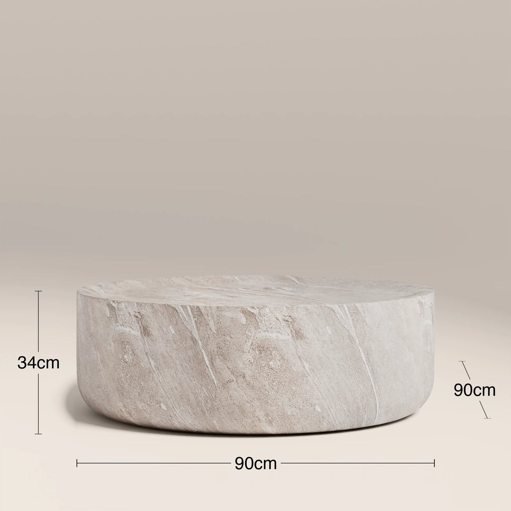 Ingrid Round Coffee Table | Stone Effect
