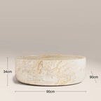 Ingrid Round Coffee Table | Natural Travertine Effect