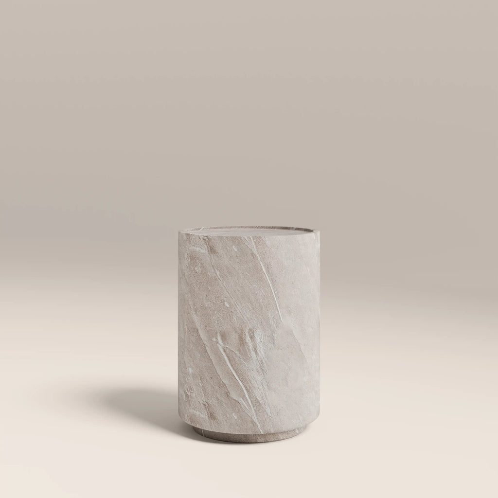 Ingrid Round Side Table |Stone Effect