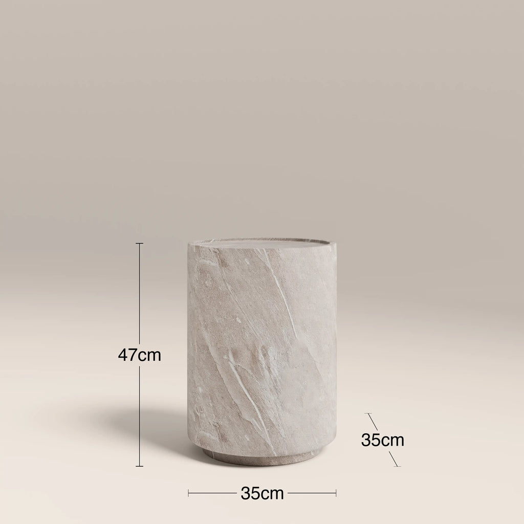 Ingrid Round Side Table |Stone Effect