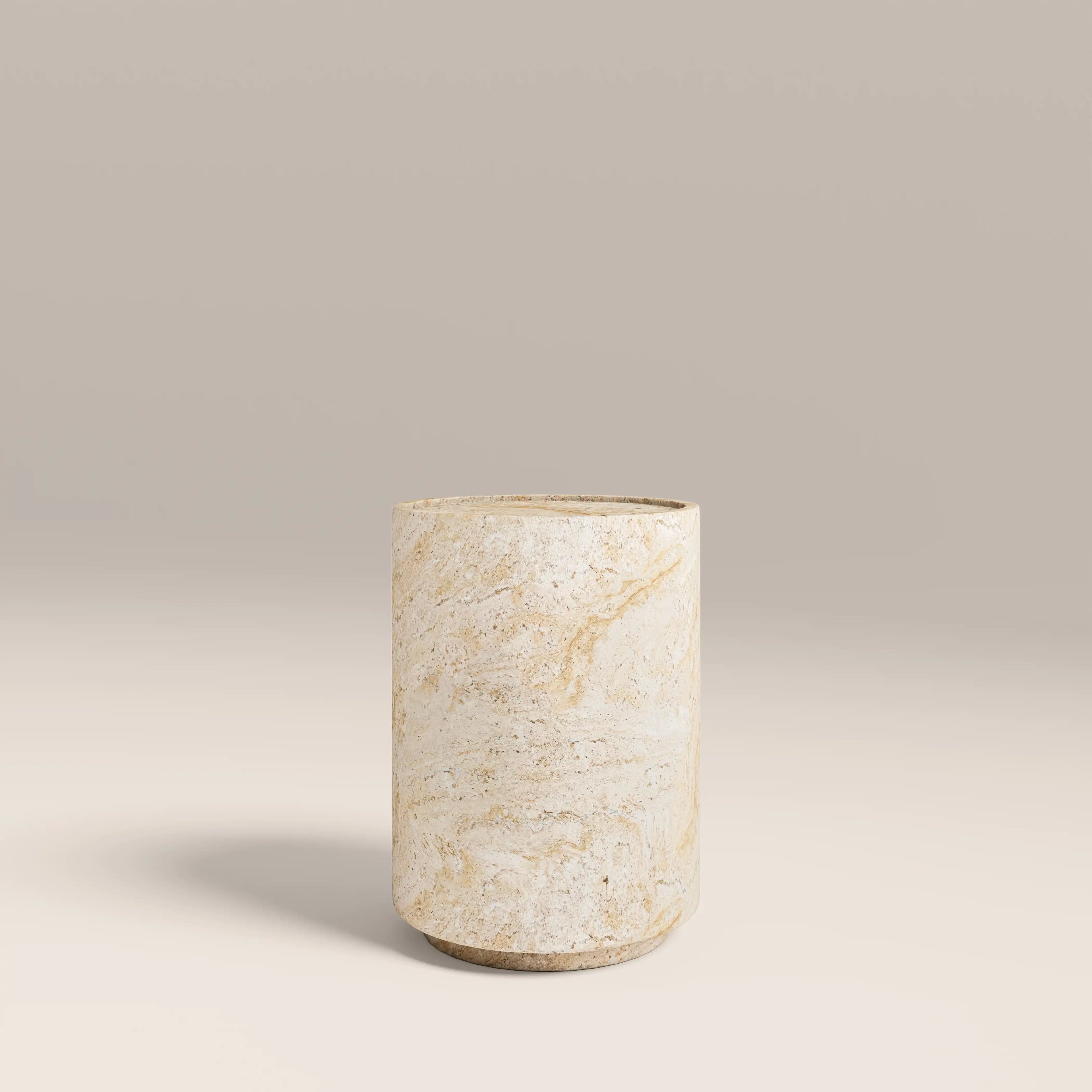 Ingrid Round Side Table | Natural Travertine Effect
