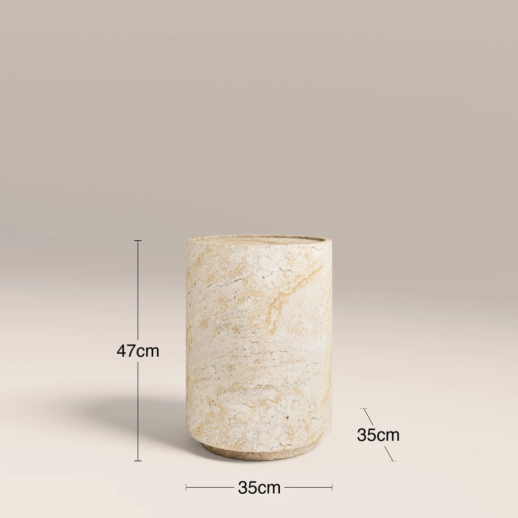 Ingrid Round Side Table | Natural Travertine Effect