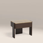 Conan Wooden 1 Drawer Bedside Table | Cappuccino Marble & Dark Walnut